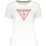 Beige Print Kurzärmelige Guess T-Shirts aus Baumwolle für Damen Größe XL 