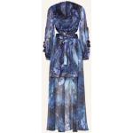 Blaue Langärmelige Guess V-Ausschnitt Taillierte Kleider aus Polyester für Damen Größe XS 