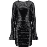 Schwarze Langärmelige Guess Mini V-Ausschnitt Partykleider aus Jersey für Damen Größe L 
