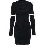 Reduzierte Schwarze Kurzärmelige Guess Wadenlange | Midi Stehkragen Winterkleider aus Polyester für Damen Größe L 