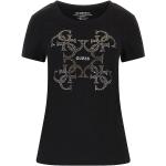 Schwarze Kurzärmelige Guess T-Shirts aus Elastan für Damen Größe XS 