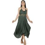 Reduzierte Olivgrüne Hippie Guru-Shop Maxi Sommerkleider aus Baumwolle für Damen Größe M 