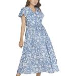 Reduzierte Blaue Guru-Shop Maxi Sommerkleider aus Baumwolle für Damen Größe L 