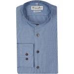 Hellblaue Langärmelige Gweih & Silk Stehkragen Langarmhemden aus Seide für Herren Größe XL 