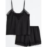 Schwarze H&M Damenschlafanzüge & Damenpyjamas aus Satin Größe XS 