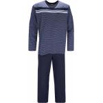 Blaue Gestreifte Langärmelige HAJO Herrenschlafanzüge & Herrenpyjamas aus Jersey trocknergeeignet Größe 5 XL Große Größen 2 Teile 
