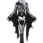 Schwarze Casual Langärmelige Meme / Theme Halloween Rundhals-Auschnitt Winterkleider aus Spitze für Damen Größe XXL 