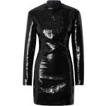 Schwarze Langärmelige Mini Stehkragen Partykleider mit Pailletten für Damen Größe XS 