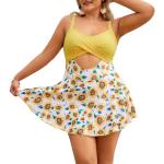 Reduzierte Gelbe Blumen Damenbadeanzüge & Damenschwimmanzüge aus Elastan Größe XL 