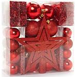Rote Weihnachtskugeln & Christbaumkugeln glänzend aus Kunststoff 45 Teile 