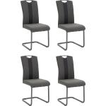 Graue Hela-Tische Freischwinger Stühle aus Kunstleder 4 Teile 