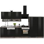 Schwarze Küchenmöbel mit Geräten 