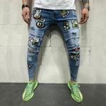 Blaue Hip Hop Ripped Jeans aus Denim für Herren 