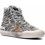Weiße Zebra Golden Goose Hohe Sneaker Schnürung aus Kalbsleder für Damen Größe 35 
