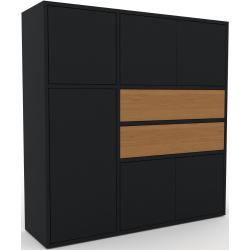 Highboard Schwarz - Highboard: Schubladen in Eiche & Türen in Schwarz - Hochwertige Materialien - 115 x 118 x 34 cm, Selbst designen