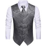 Graue Paisley Elegante Anzugwesten aus Seide für Herren zur Hochzeit 