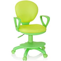hjh OFFICE 670979 Kinderdrehstuhl Kid Colour Stoff Grün Schreibtischstuhl Kinder, Fußablage & Sitzfläche höhenverstellbar