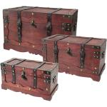 Braune Vintage HMF Aufbewahrungsboxen Länder aus Leder abschließbar 3 Teile 