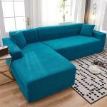 Hochwertiger L-förmiger Couch Bezug für Hunde, Kinder, Haustiere - 2 Stück Sofabezug für 3-Sitzer + 4-Sitzer, Blau