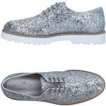Silberne Hogan Derby Schuhe mit Glitzer Schnürung aus PVC für Damen Größe 34 