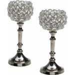 Silberne Romantische 20 cm Home Affaire Kristall Teelichthalter aus Kristall 2 Teile 