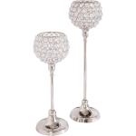 Silberne Romantische Home Affaire Kristall Teelichthalter glänzend aus Kristall 2 Teile 