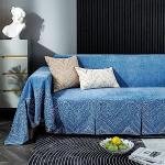 Blaue Sofaüberwürfe & Sofahussen aus Chenille Handwäsche 