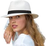 Elfenbeinfarbene Elegante Sommerhüte aus Stroh für Damen Größe S 