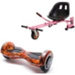 Hoverboard Go-Kart Pack, Smart Balance Transformers Flame, 8 INCH, Dual Motors 36V, 700Wat, Bluetooth Speakers, LED Lights, Pre Smart Balance Color: Black, Color: Brown, Maximum Speed: Up to 18 km/h, Maximum Weight: Up to 90 kg, Ingress Protection: IP5…