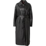 Schwarze HUGO BOSS HUGO Lange Trenchcoats mit Gürtel aus Kunstleder für Damen Größe L 