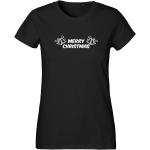 Schwarze Kurzärmelige Bio T-Shirts aus Baumwolle für Damen Größe M zu Weihnachten 