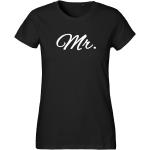 Schwarze Kurzärmelige Bio T-Shirts aus Baumwolle für Damen Größe M zur Hochzeit 
