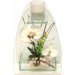 Weiße 15 cm Teelichthalter Orchideen aus Glas 