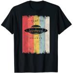 I Want To Believe - Alien Flying Saucer Retro UFO T-Shirt