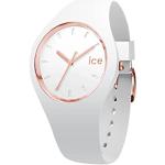 Weiße Elegante 10 Bar wasserdichte Ice Watch Damenarmbanduhren aus Rosegold mit Armband mit Silikonarmband 