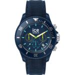 Blaue Japanische Ice Watch Runde Quarz Herrenarmbanduhren Dornschließe aus Silikon mit Chronograph-Zifferblatt zum Sport 