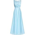 Himmelblaue Maxi Abendkleider & festliche Kleider aus Satin für Damen Größe L für die Brautjungfern 