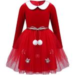 Rote Langärmelige Rundhals-Auschnitt Kinderlangarmkleider Handwäsche für Mädchen Größe 110 