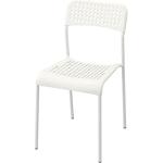 IKEA Stapelstuhl ADDE Stuhl aus Kunststoff mit Stahlgestell - STAPELBAR (weiß)