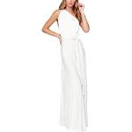 Weiße Sexy Ärmellose Maxi V-Ausschnitt Ballkleider aus Elastan für Damen Größe M für die Brautjungfern 