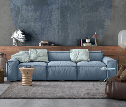 blaues Dreisitzer Sofa