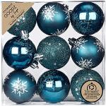Petrolfarbene Inge Glas Weihnachtskugeln & Christbaumkugeln aus Kunststoff 9 Teile 
