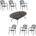 Bronze Inko Gartenmöbel-Sets & Gartenmöbel Garnituren aus Aluminiumguss wetterfest 7 Teile 