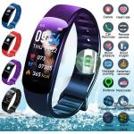 Violette Sportliche Wasserdichte Russische Armbanduhren aus Kunststoff mit LCD-Zifferblatt mit Distanztracker mit Armband zum Fitnesstraining 