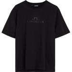 Reduzierte Schwarze Print Elegante Kurzärmelige J. LINDEBERG T-Shirts aus Baumwolle für Herren Größe S 
