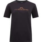 Schwarze Print Kurzärmelige J. LINDEBERG T-Shirts aus Baumwolle für Damen Größe XS 