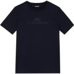 Marineblaue Print Kurzärmelige J. LINDEBERG T-Shirts aus Baumwolle für Damen Größe XS 