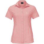 Reduzierte Pinke Karierte Streetwear Kurzärmelige Jack Wolfskin Kurzarmblusen aus Polyester für Damen Übergrößen 