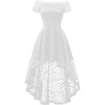 Weiße Kurzärmelige Knielange schulterfreiem Ausschnitt Cocktailkleider aus Spitze für Damen Größe M für die Hochzeitsgäste 
