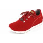Rote Streetwear Jana Flache Sneaker Schnürung aus Leder atmungsaktiv für Damen Größe 37 